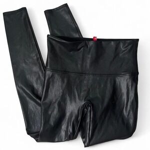 Spanx black faux leather compression leggings